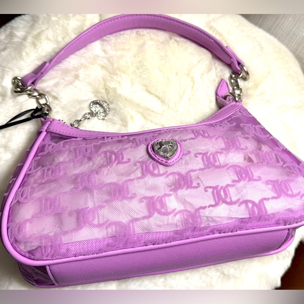 NEW Juicy Couture Violet Purple Tulle Mesh Shoulder Bag - Picture 5 of 9
